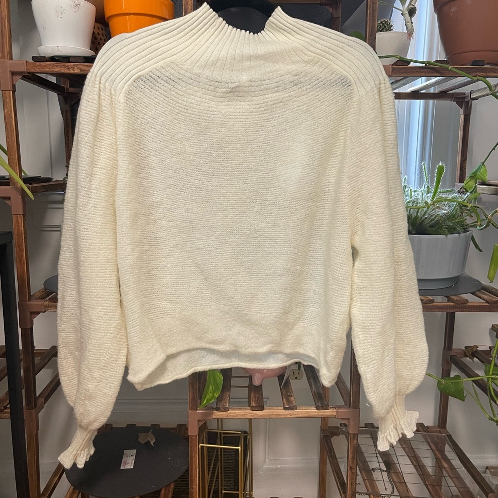 Free People Cream Cowl Neck Sweater